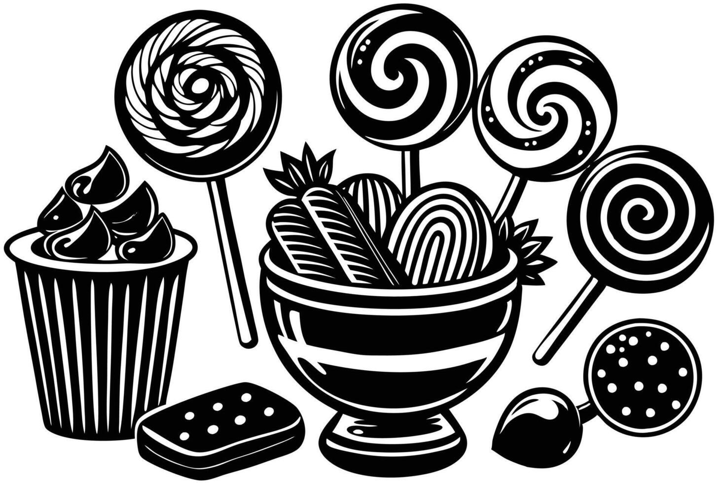 Lollipops and cupcakes vector