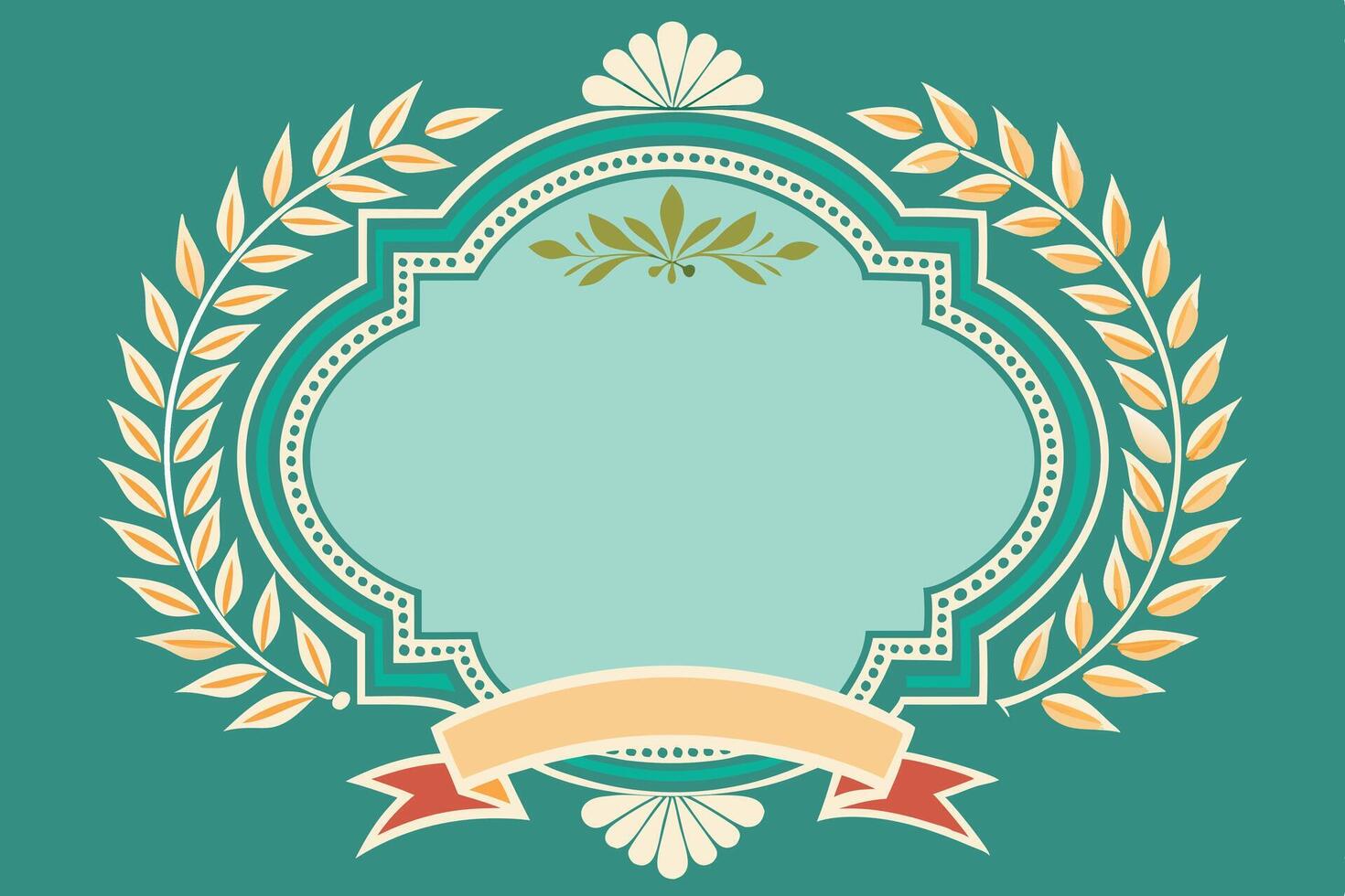 Vintage round frame with laurel wreath and ribbon vector