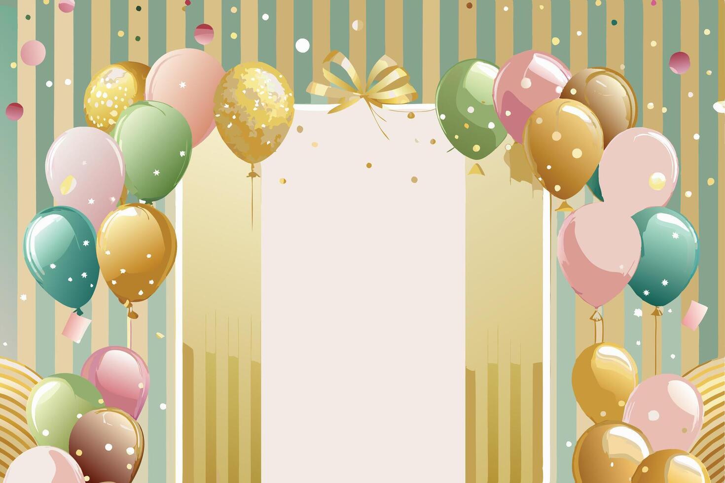 A birthday card with balloons and confetti vector