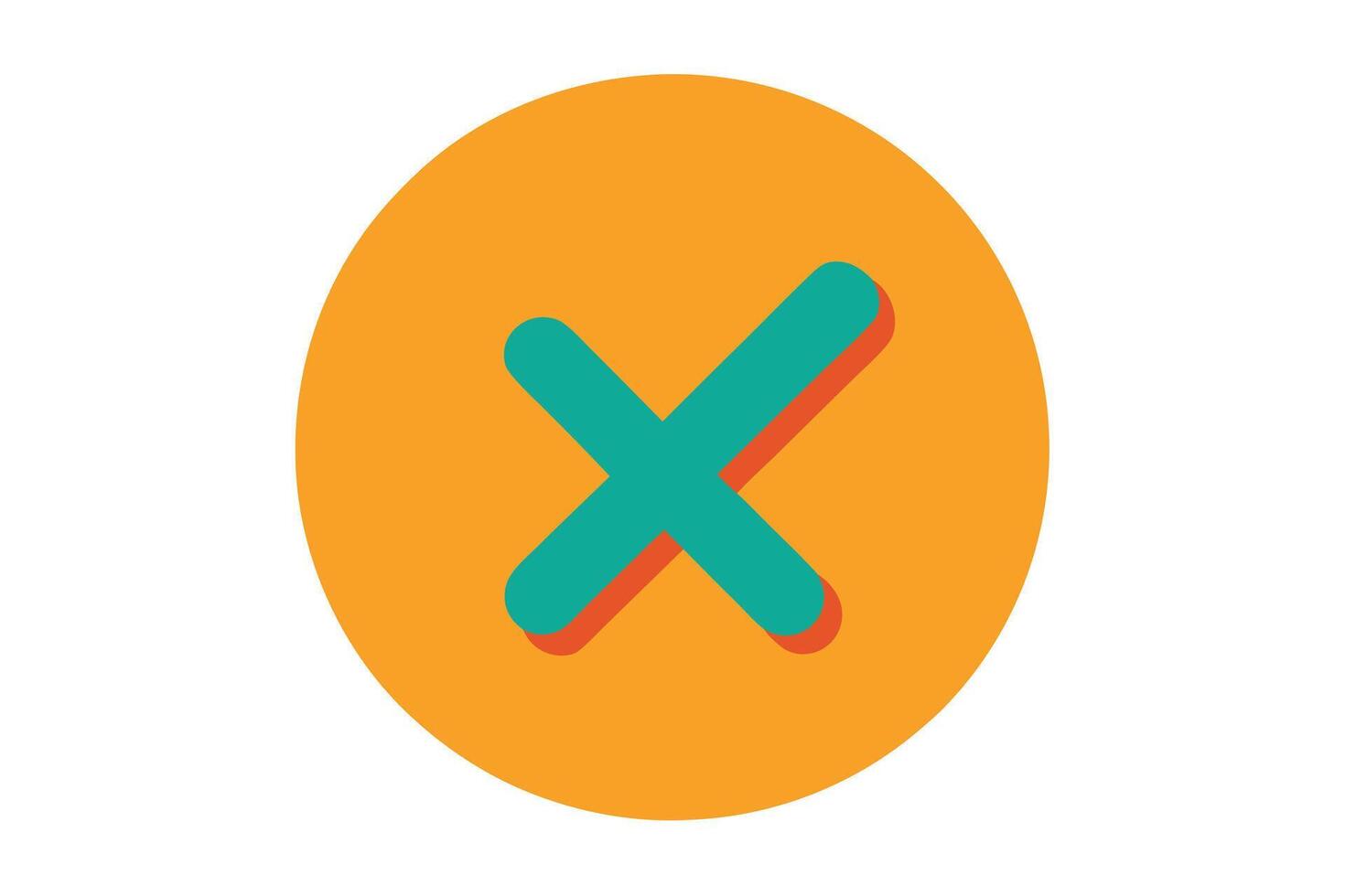 An orange circle with a green cross on it vector