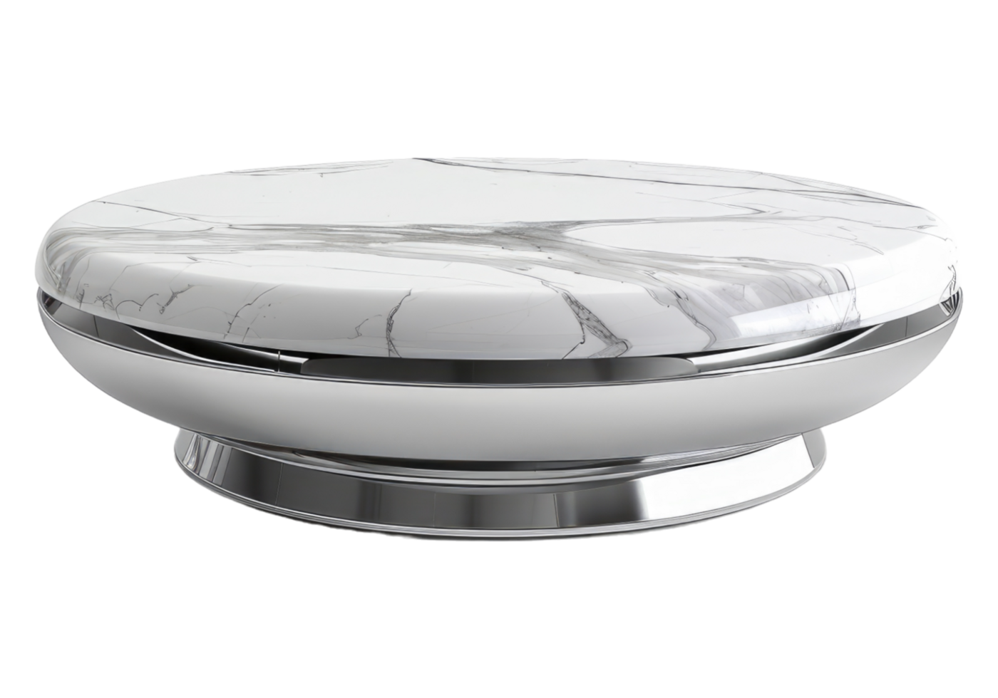 Steel frame coffee table in marble top Isolated in transparent background. on transparent background png