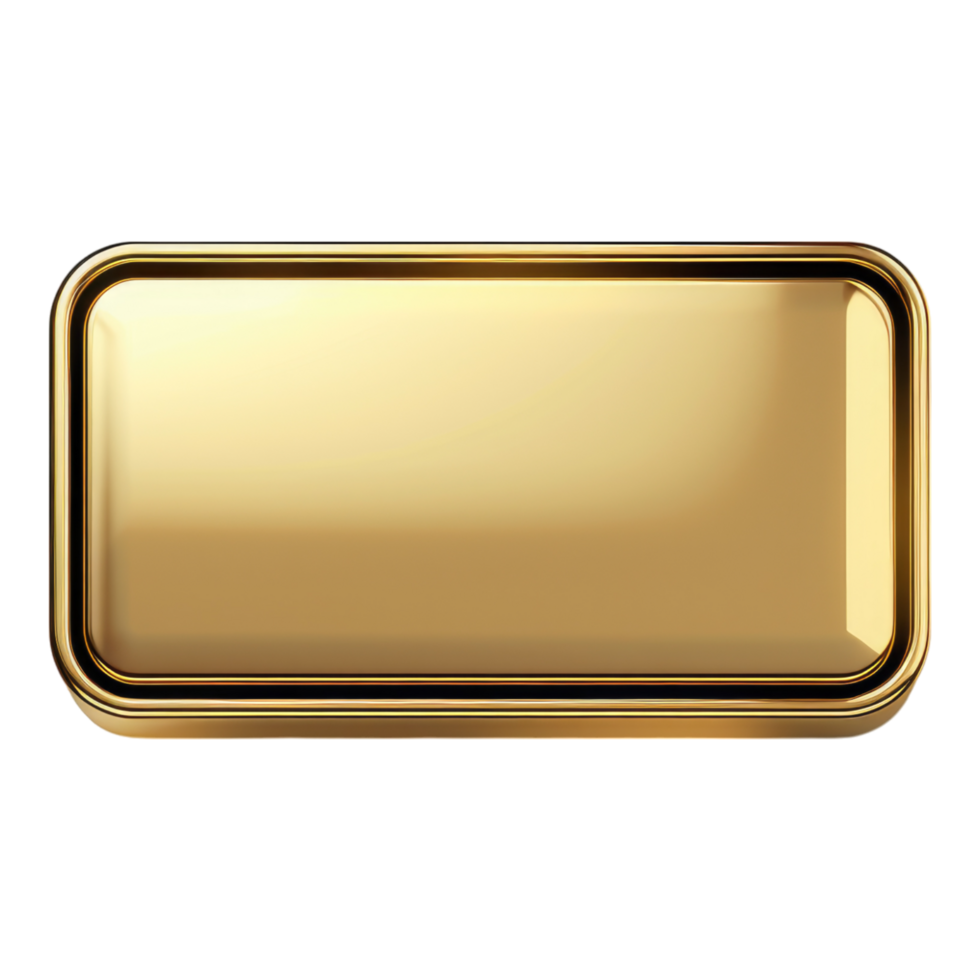 Gold rectangle button in frame Isolated in transparent background. on transparent background png