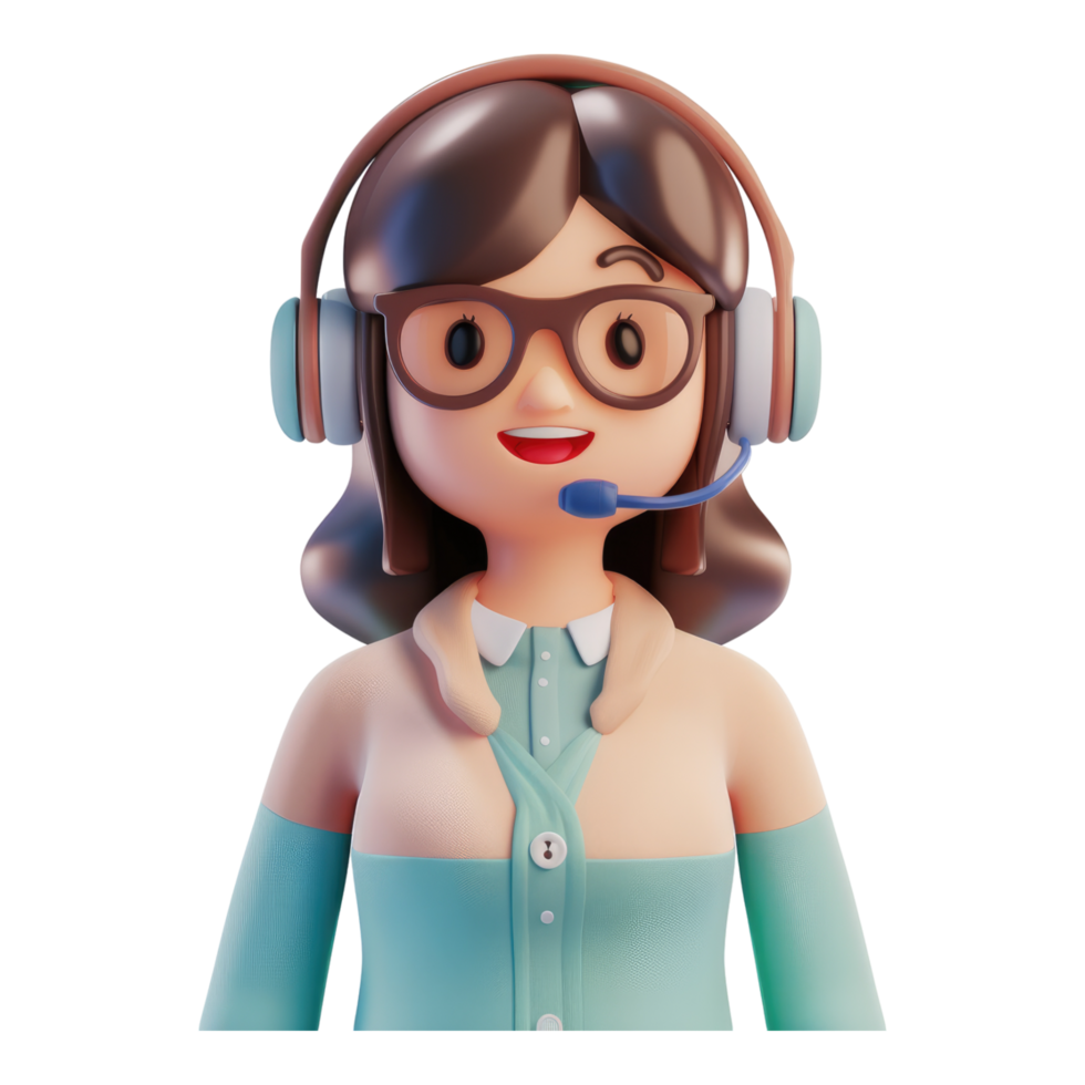 Customer support Call center three dimensional icon Isolated in transparent background. on transparent background png