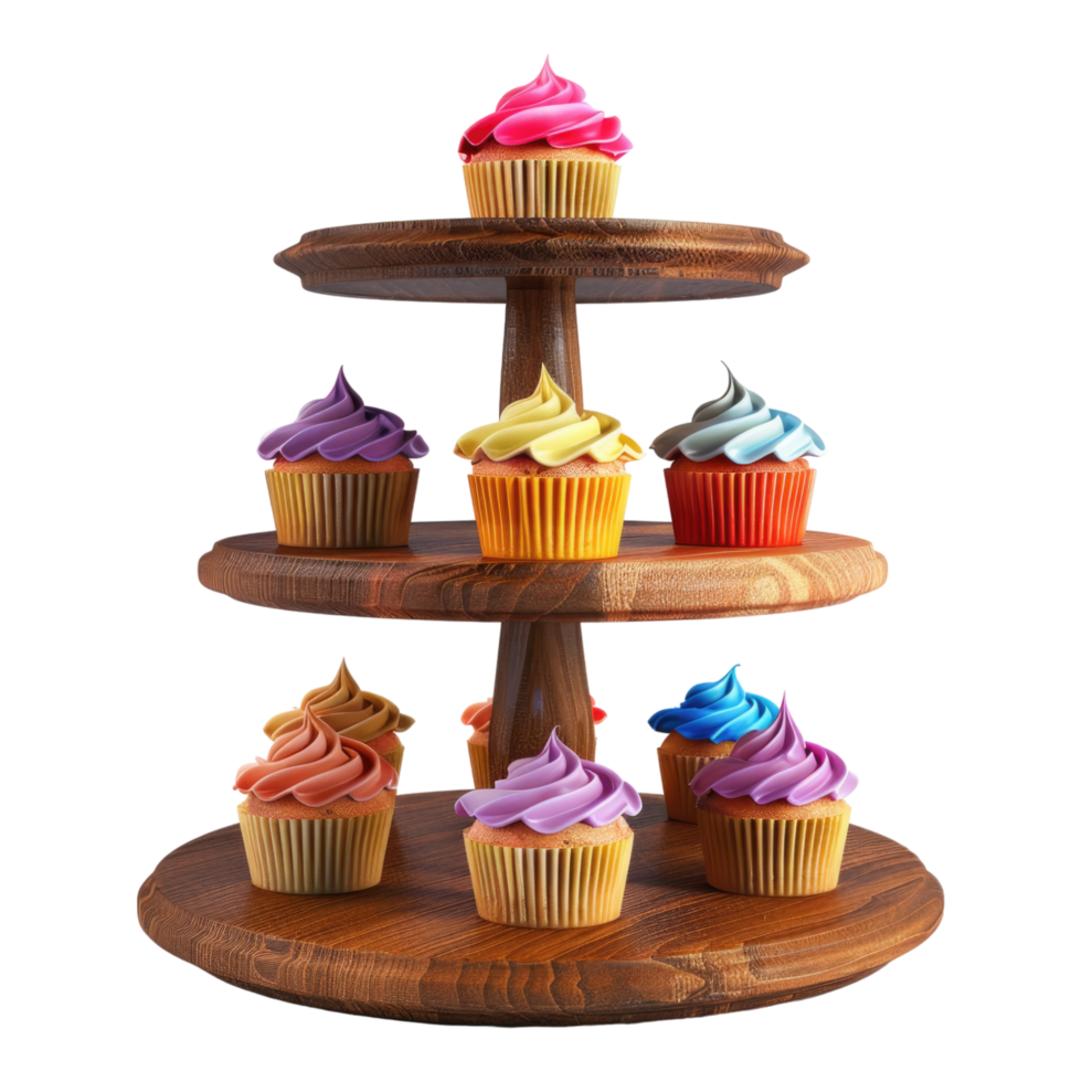 Cupcake stand with different tiers isolated on transparent background png