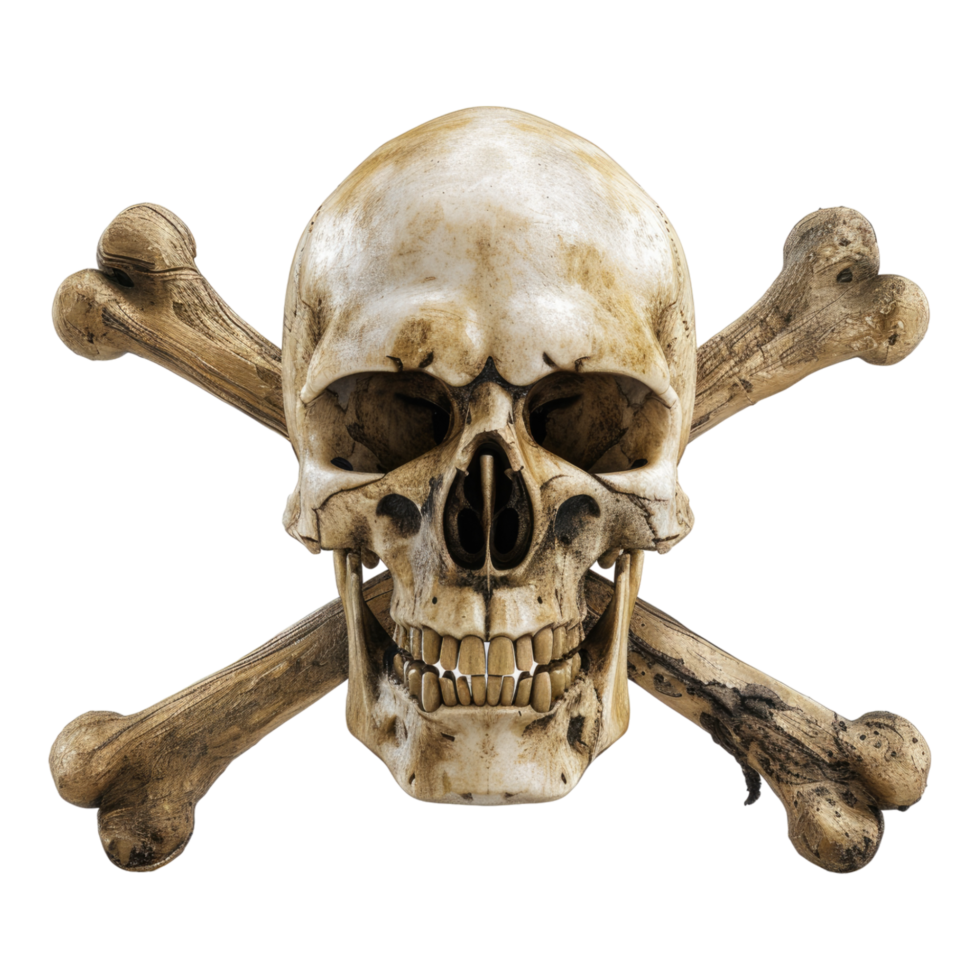 Skull and bones cross isolated on transparent background png