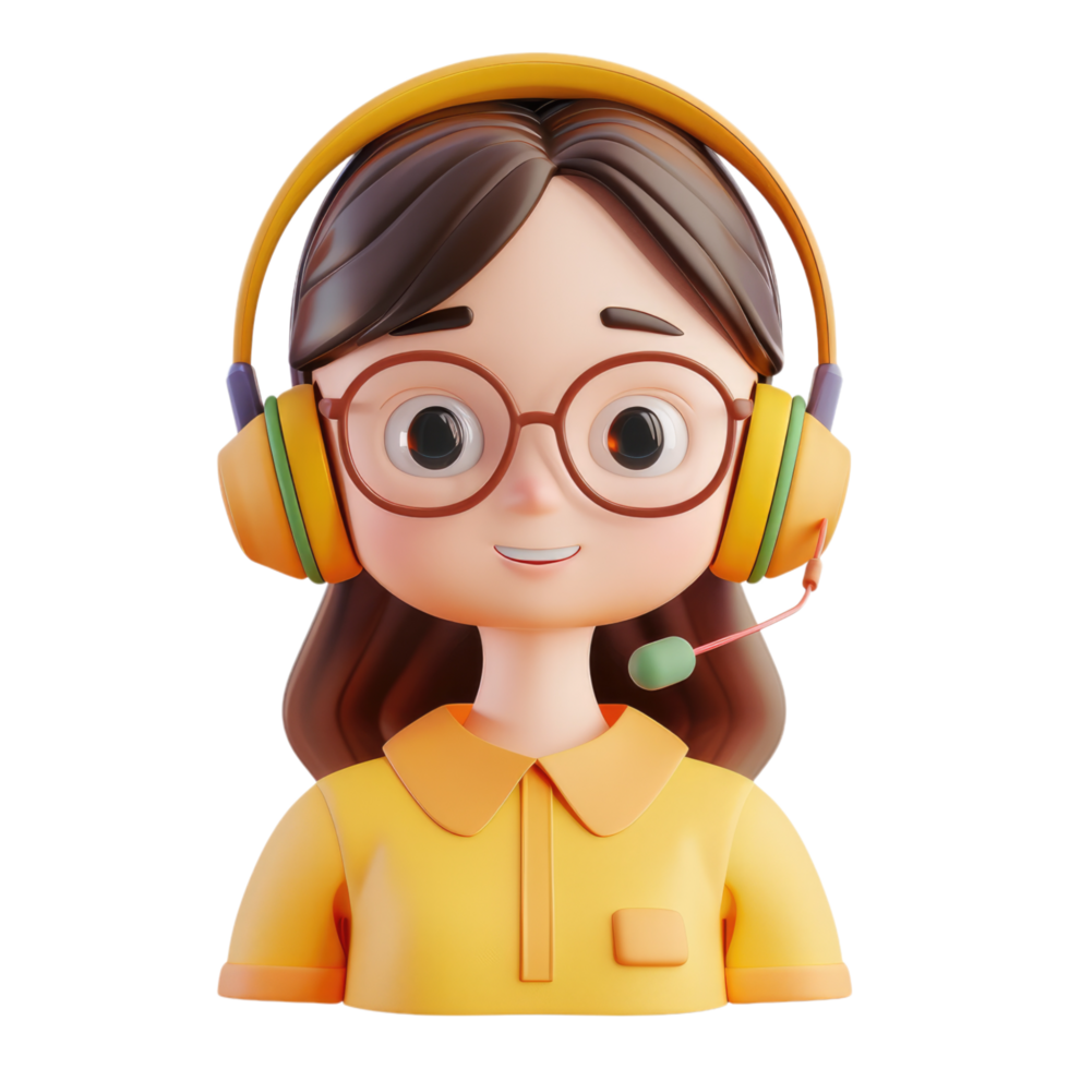 Customer support Call center three dimensional icon isolated on transparent background png