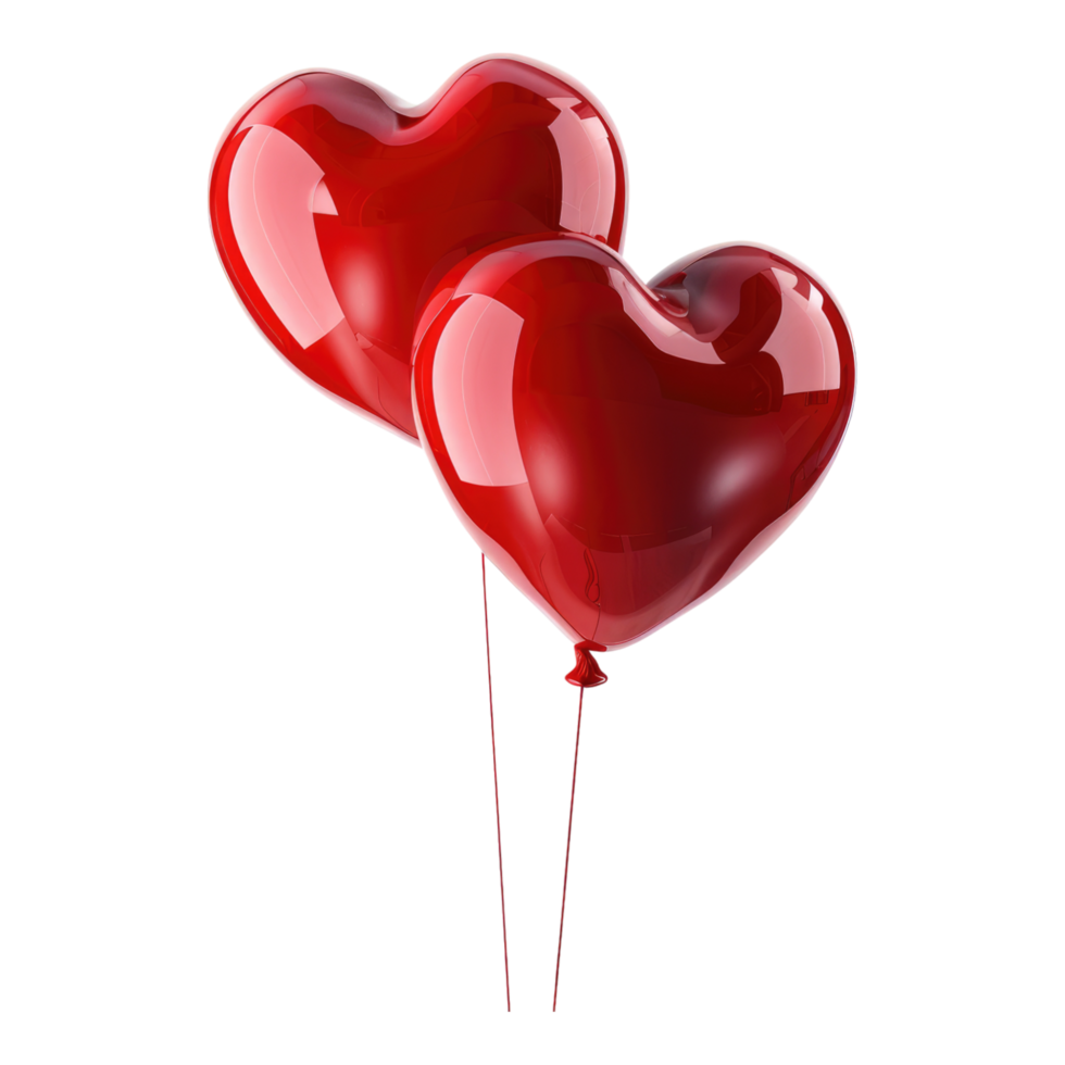 Heart shaped red balloons isolated on transparent background png