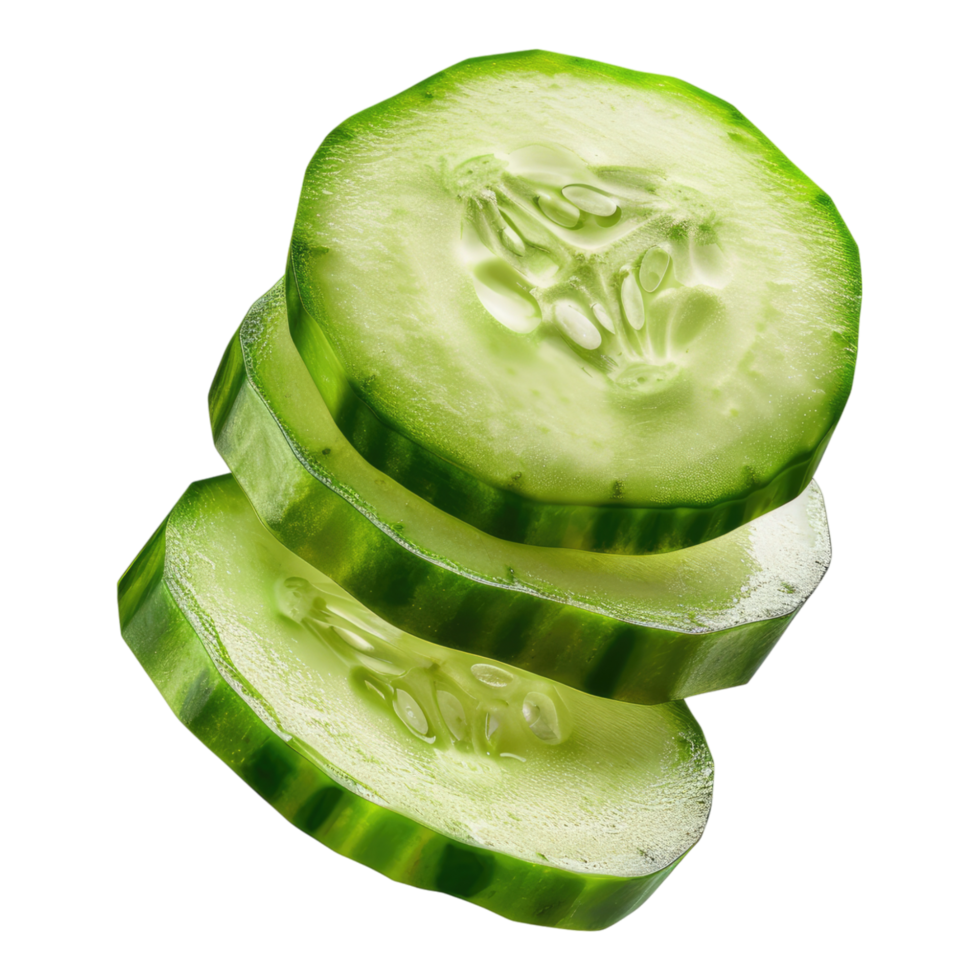 Slices of cucumber isolated on transparent background png