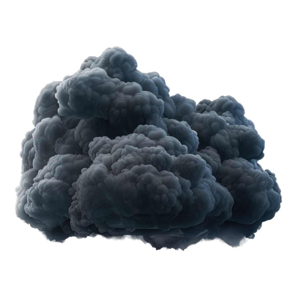 Single black cloud isolated on transparent background png