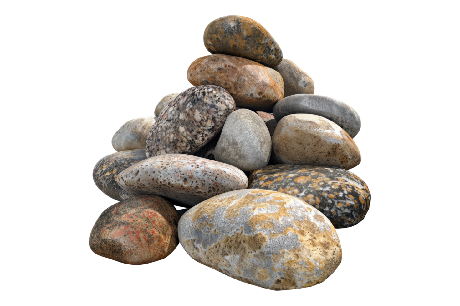 Sea pebble stone isolated on transparent background. png