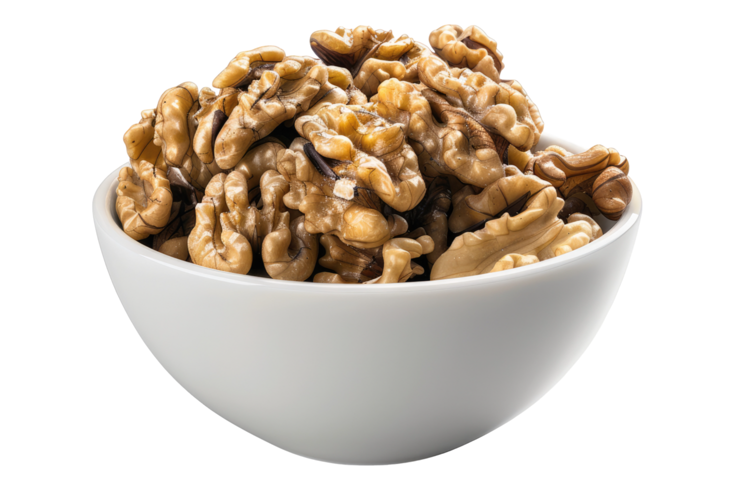 Bowl of walnuts isolated on transparent background. png