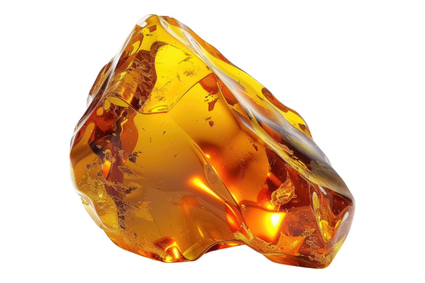 Amber stone isolated on transparent background. png