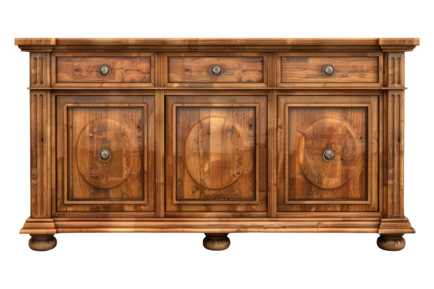 Wooden sideboard isolated on transparent background. png