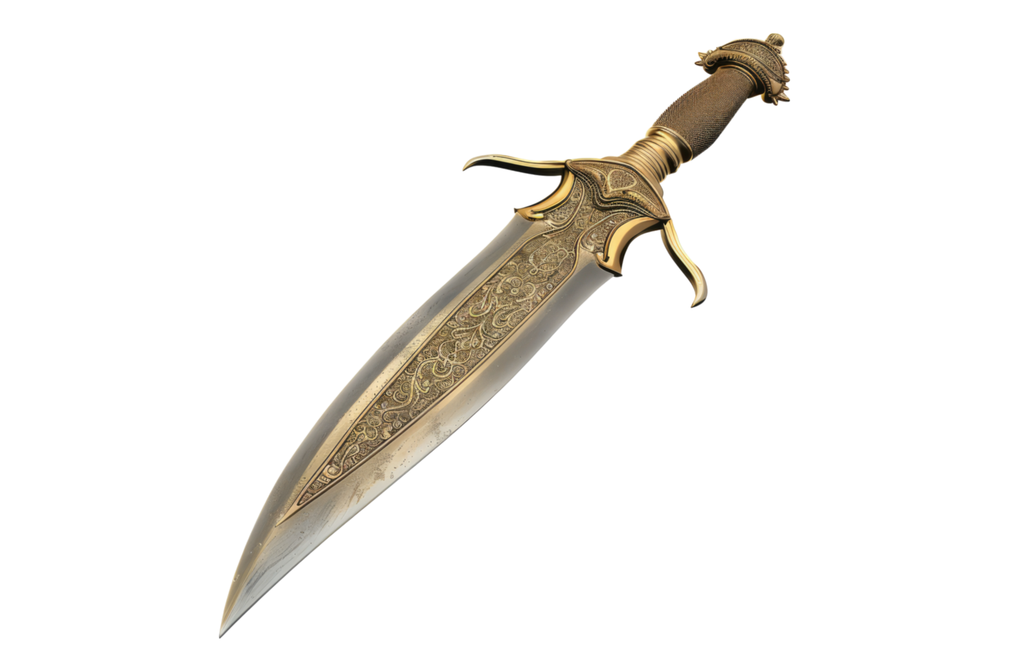 Old dagger knife isolated on transparent background. png