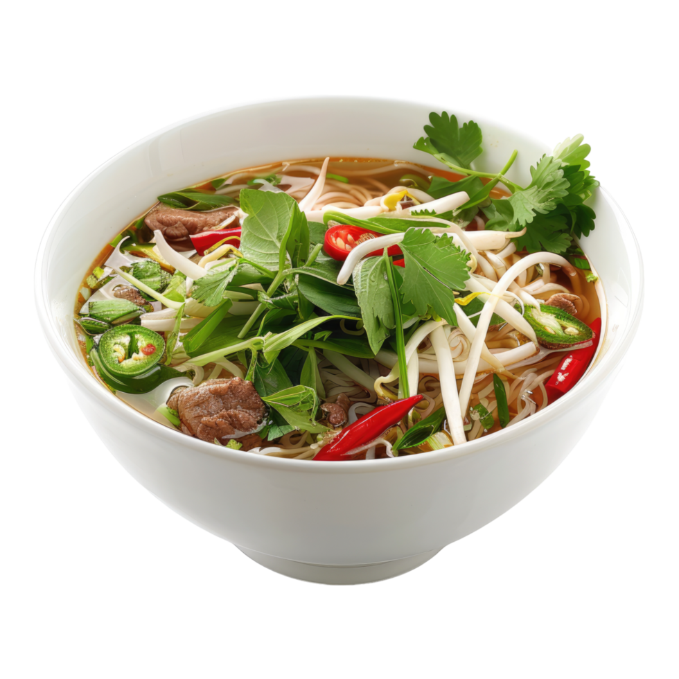 Japanese pho soup isolated on transparent background png