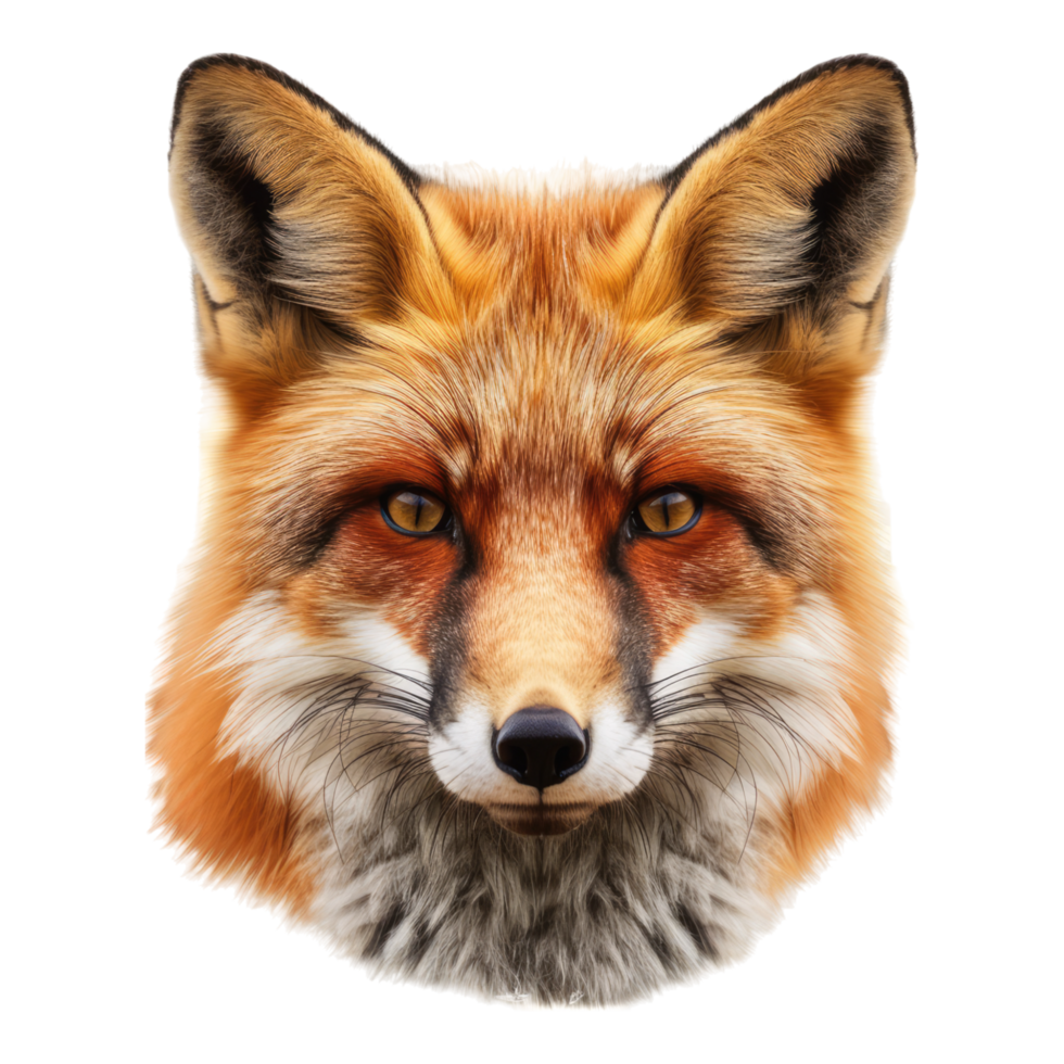 Fox face sticker isolated on transparent background png