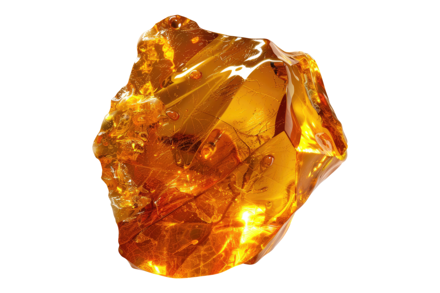 Amber stone isolated on transparent background. png