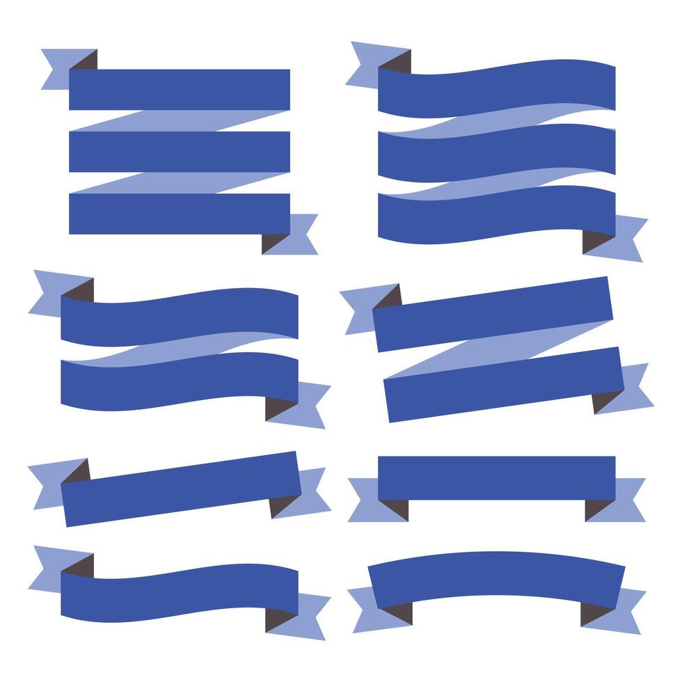 One set ribbon illustration with eight design vector