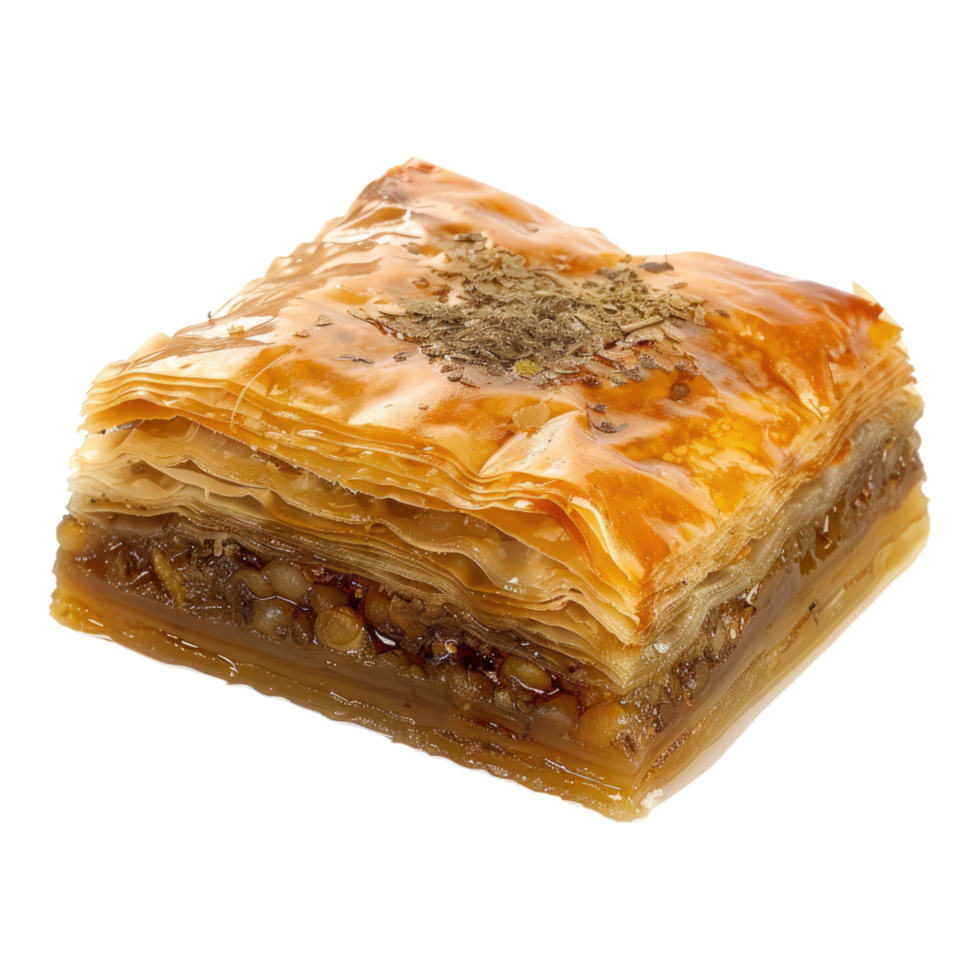 Delicious baklava Turkish delight and delicacy isolated on transparent background png