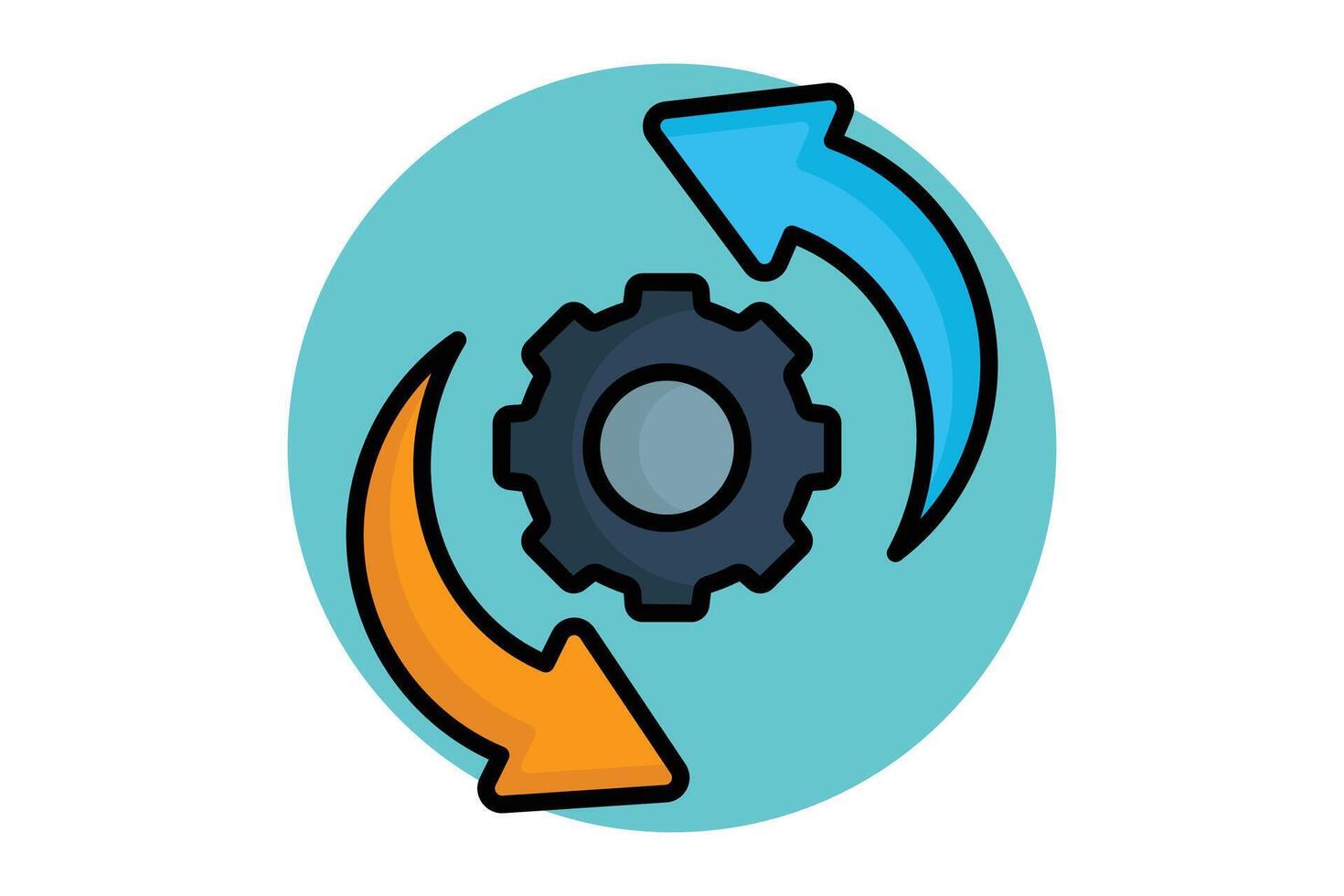 Progress colored outline icon. gear with arrow. icon related to SWOT. business elements illustration vector