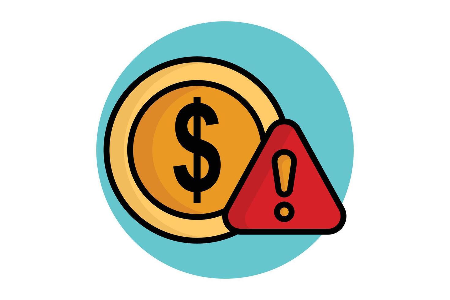 Crisis colored outline icon. dollar with alert. icon related to SWOT. business elements illustration vector