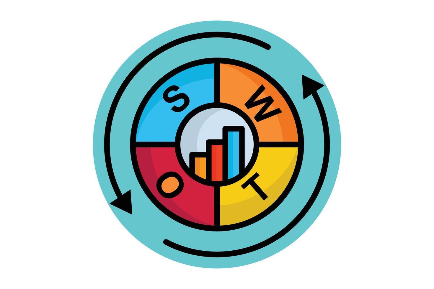 SWOT colored outline icon. icon related to business management. business elements illustration vector