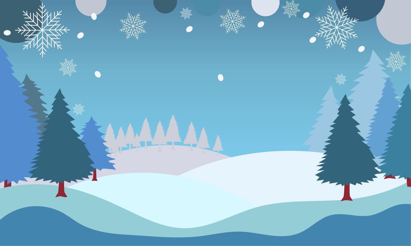 winter landscaped background. Illustration in flat design, suitable for banner vector