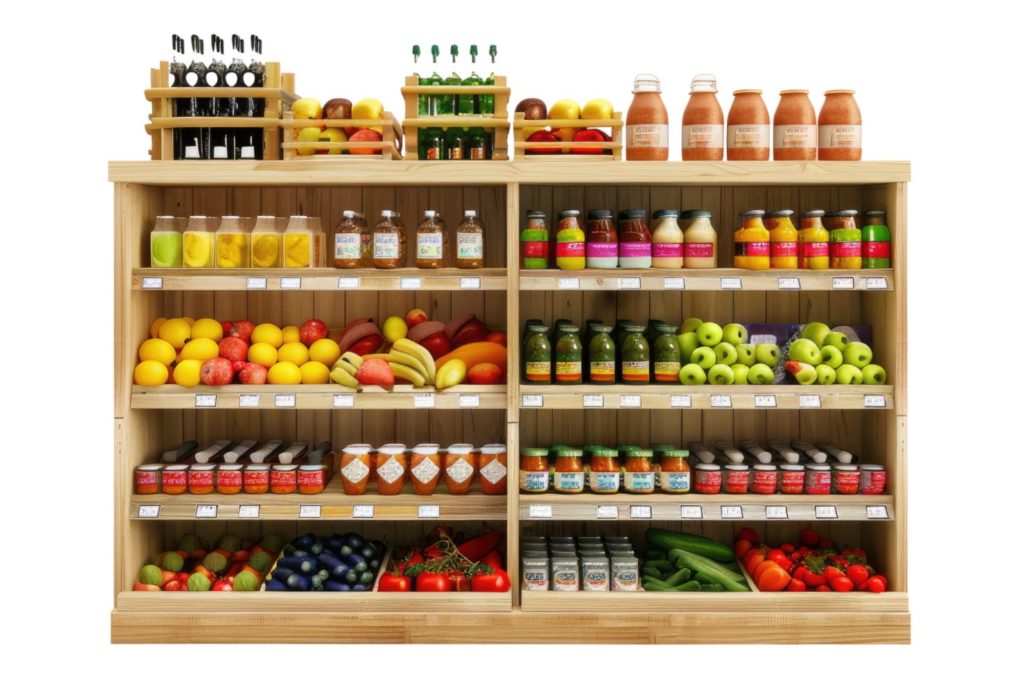 Supermarket product shelf isolated on transparent background. png
