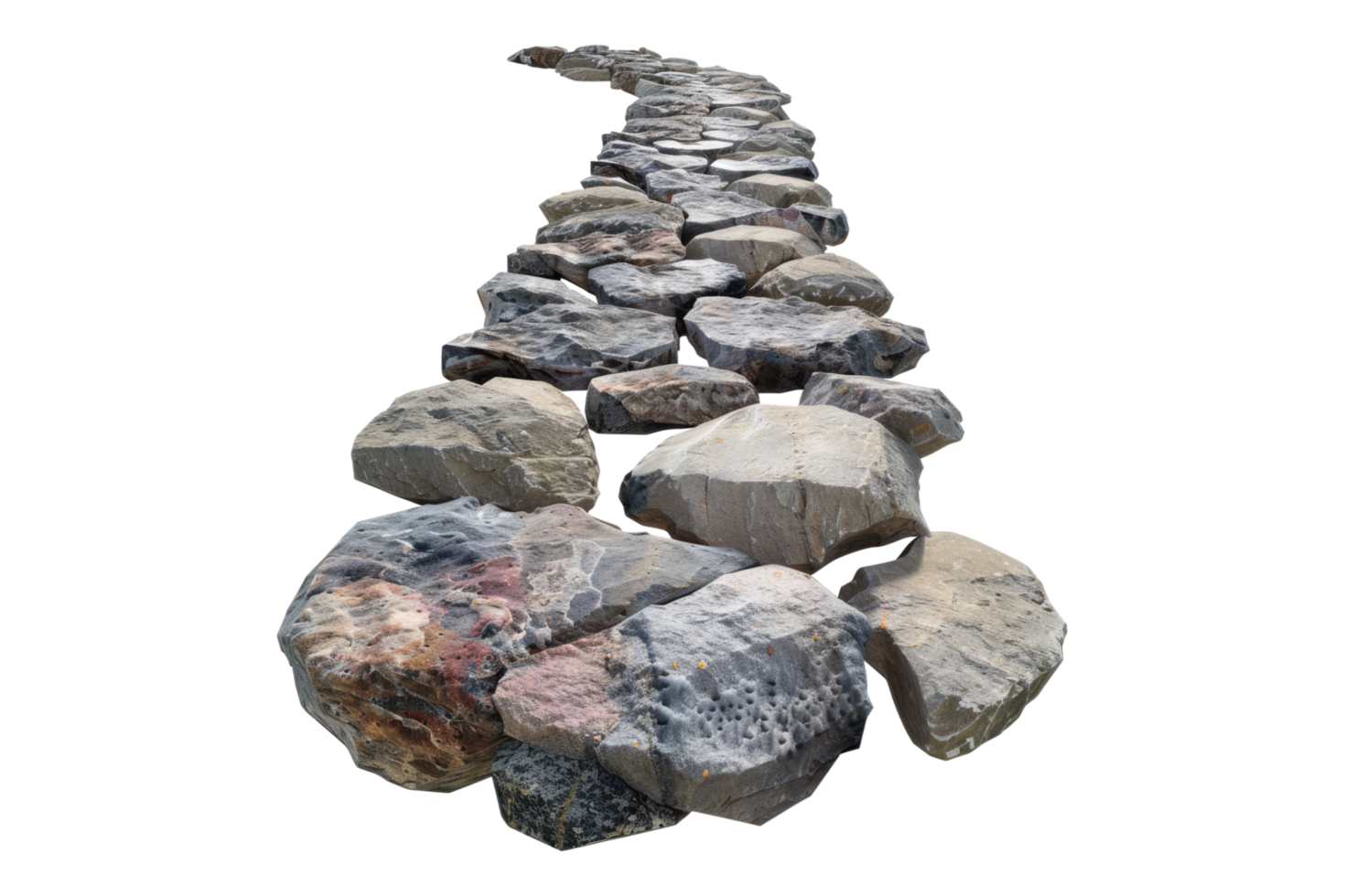 Path made of stone rocks isolated on transparent background. png
