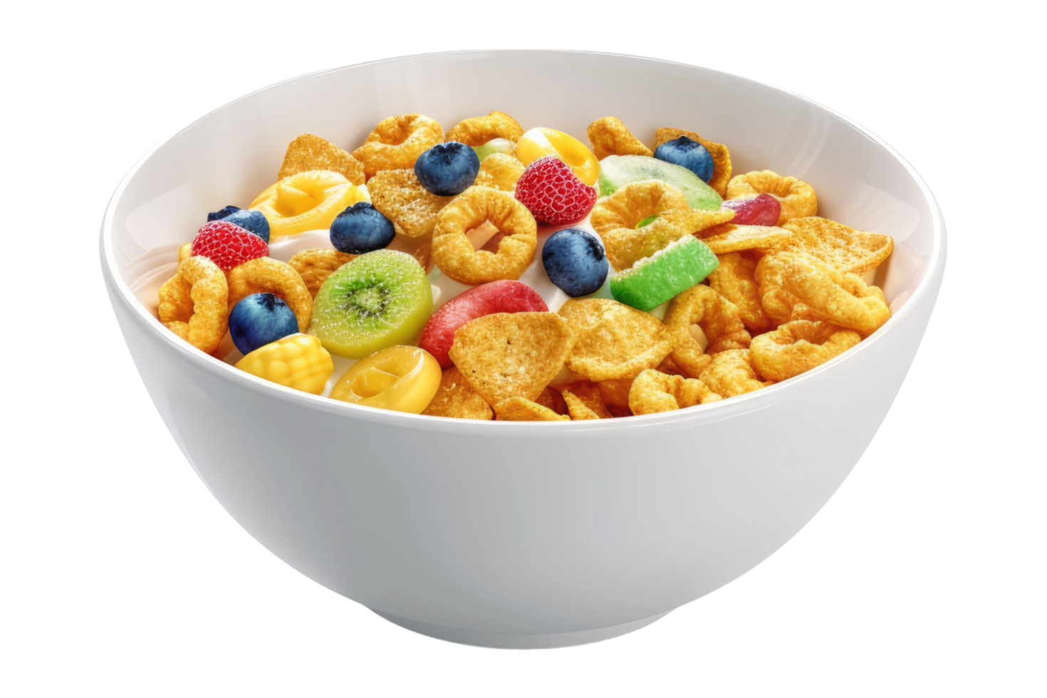 Cereal in white bowl isolated on transparent background. png
