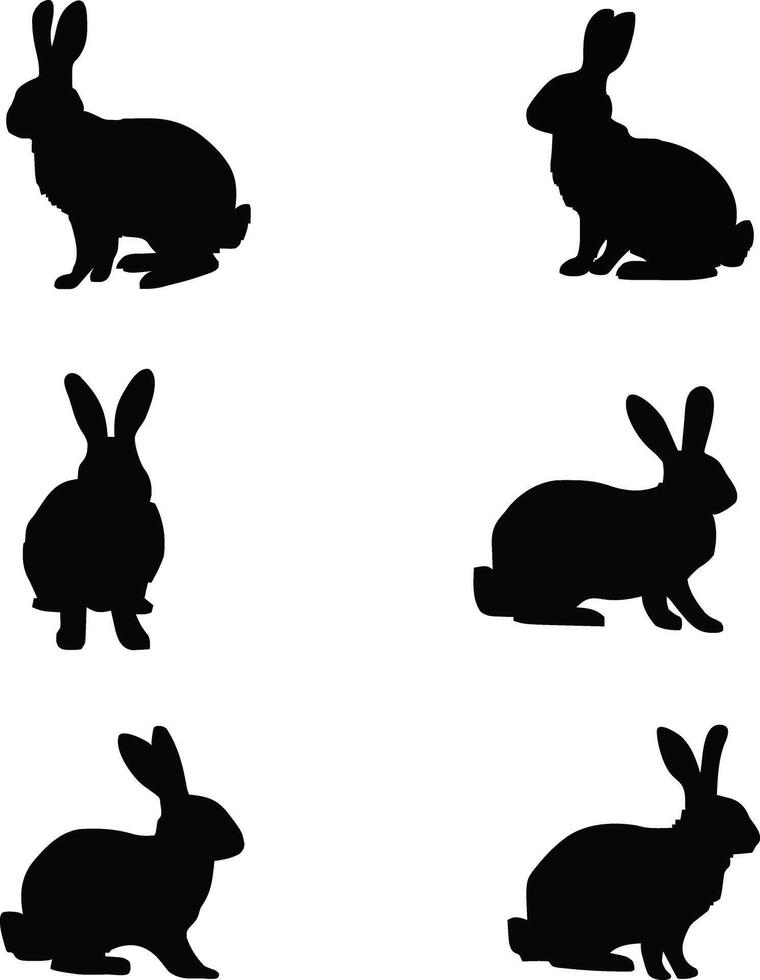 Rabbit silhouette set vector