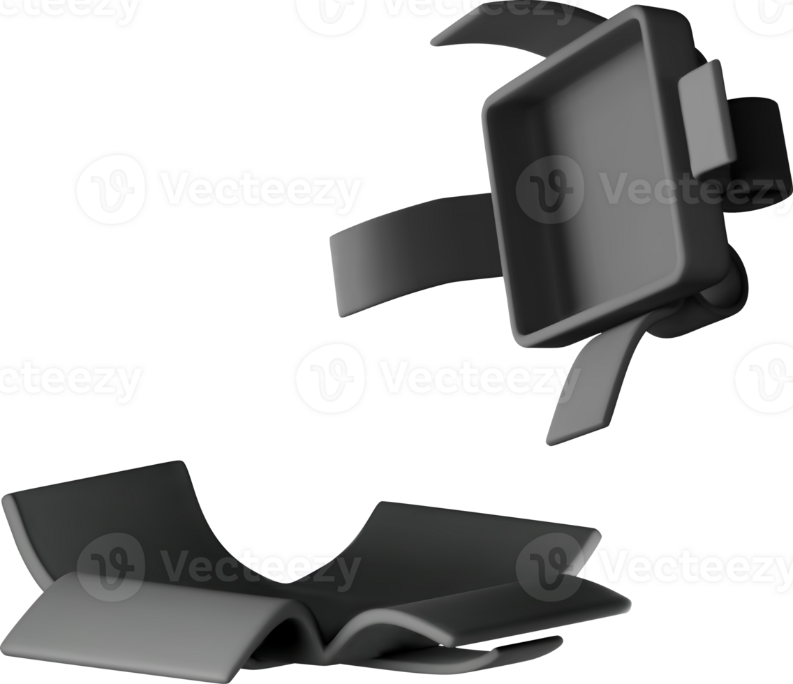 3D Black Open Gift Box with Bow Icon png