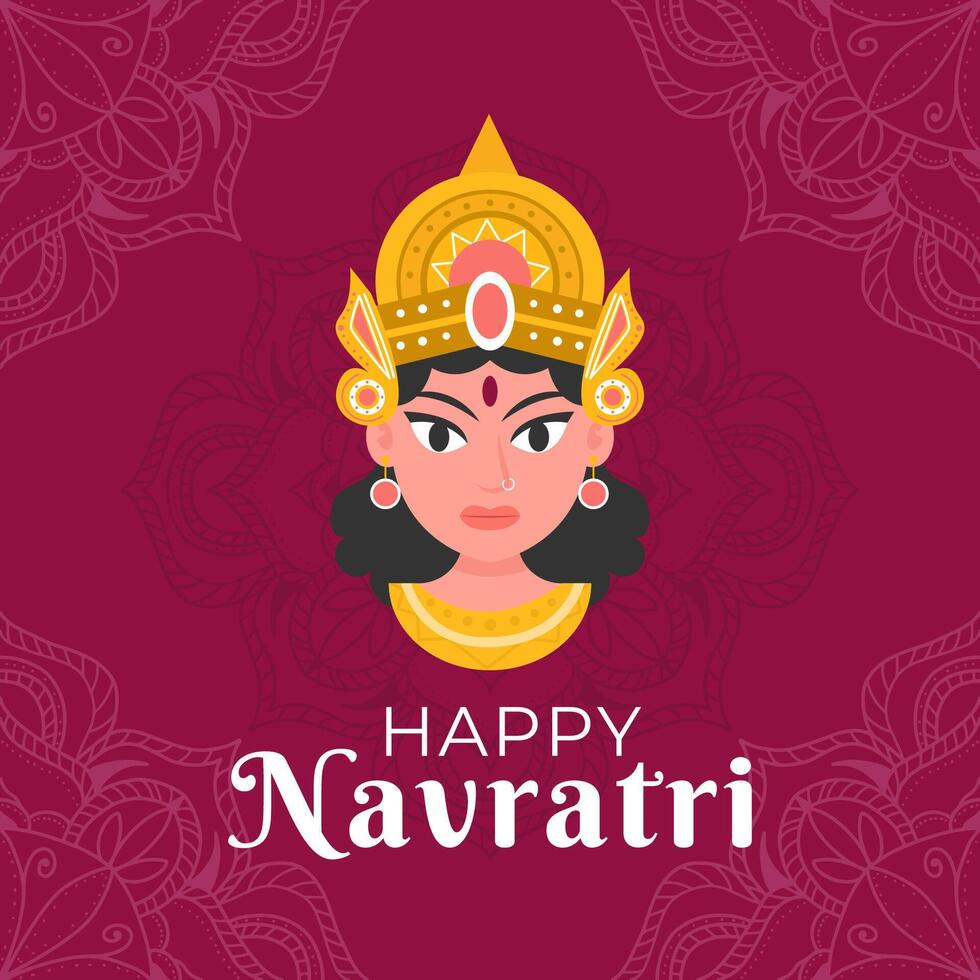 happy navratri festival illustration in flat design vector