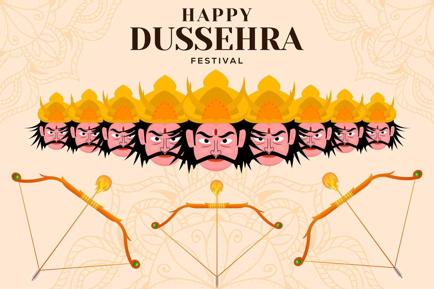 flat design happy dussehra festival background illustration vector
