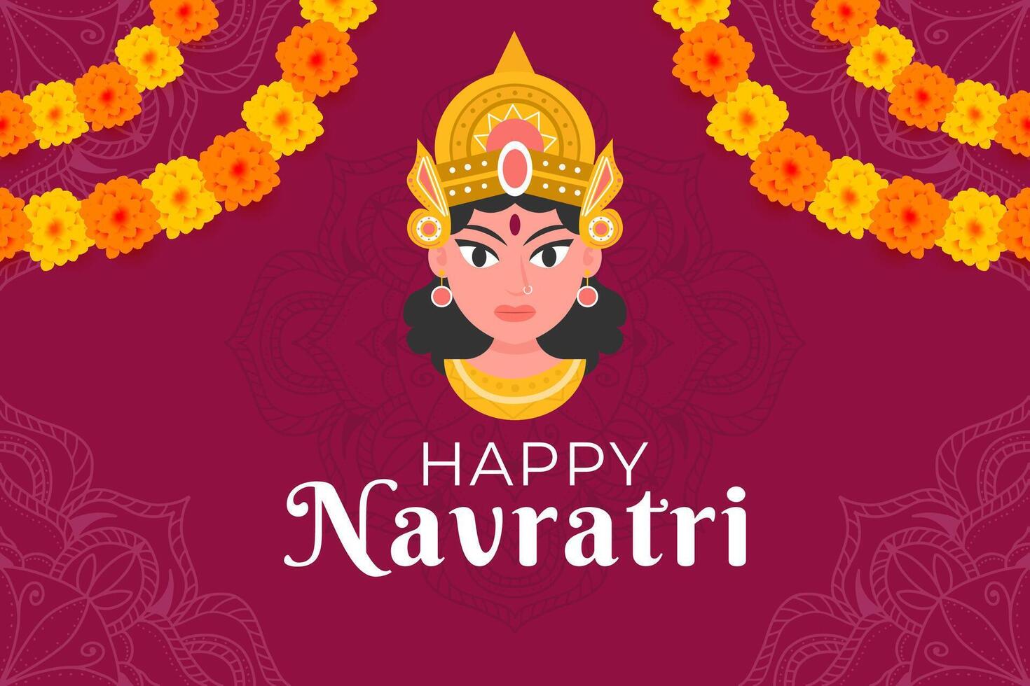 happy navratri festival background illustration in flat design vector