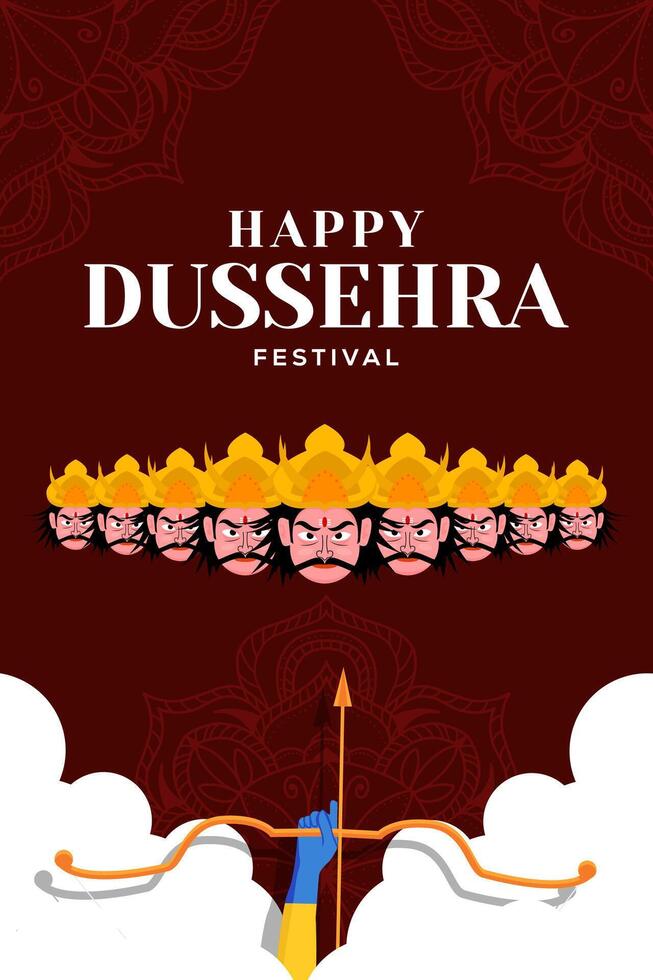 flat design happy dussehra festival vertical banner illustration vector