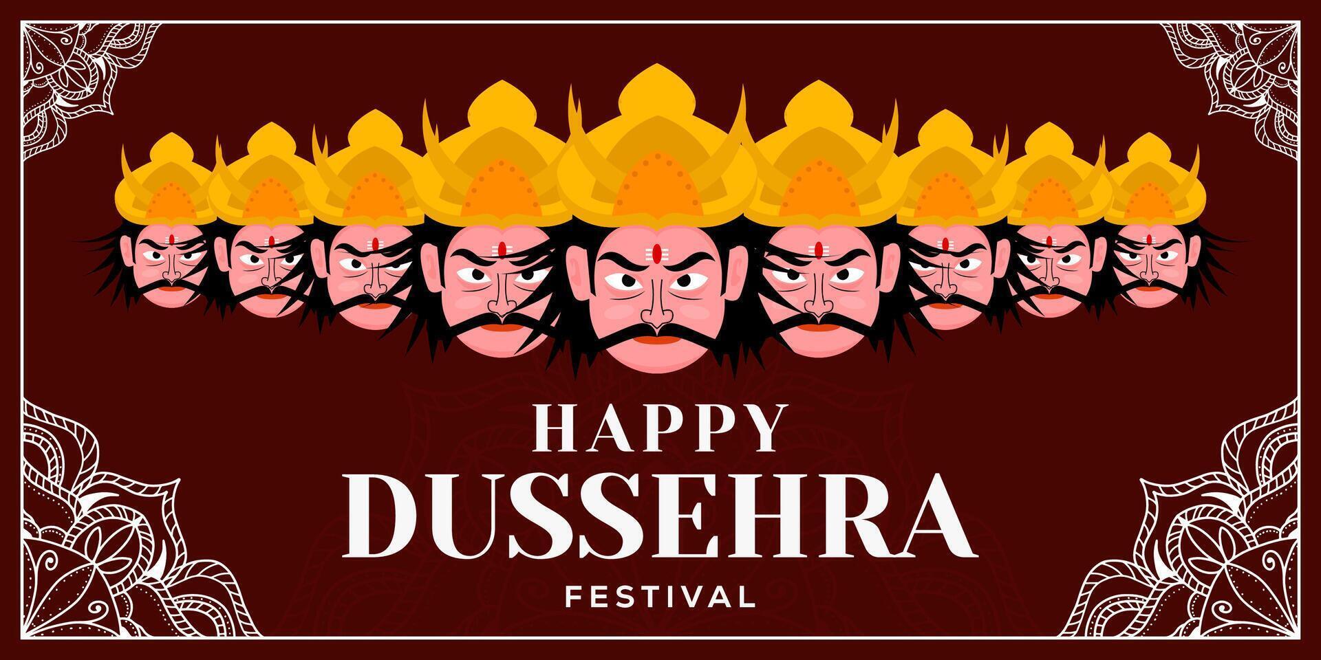 happy dussehra festival horizontal banner illustration in flat design vector