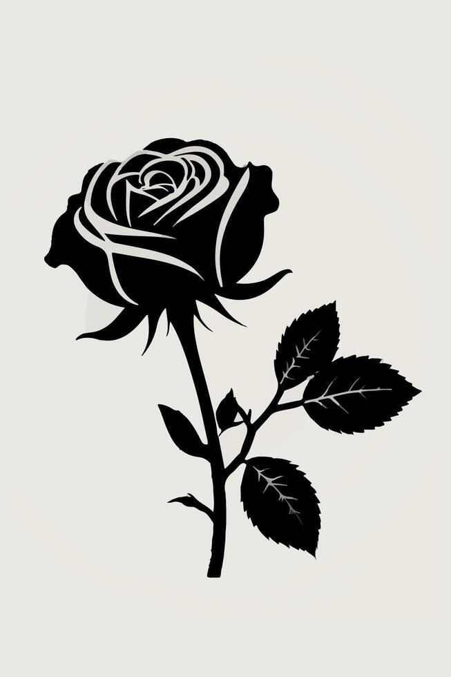 Flat design rose silhouette. vector