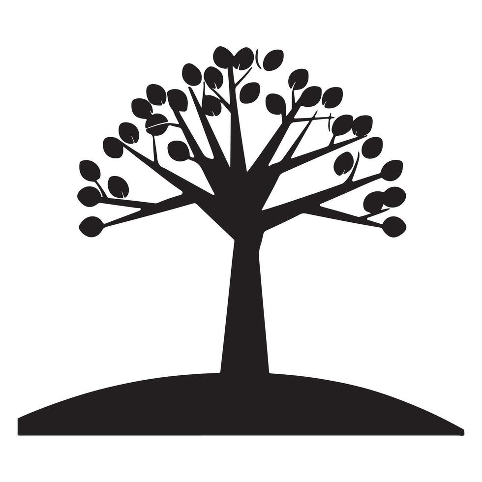 Flat design tree silhouette with white background vector