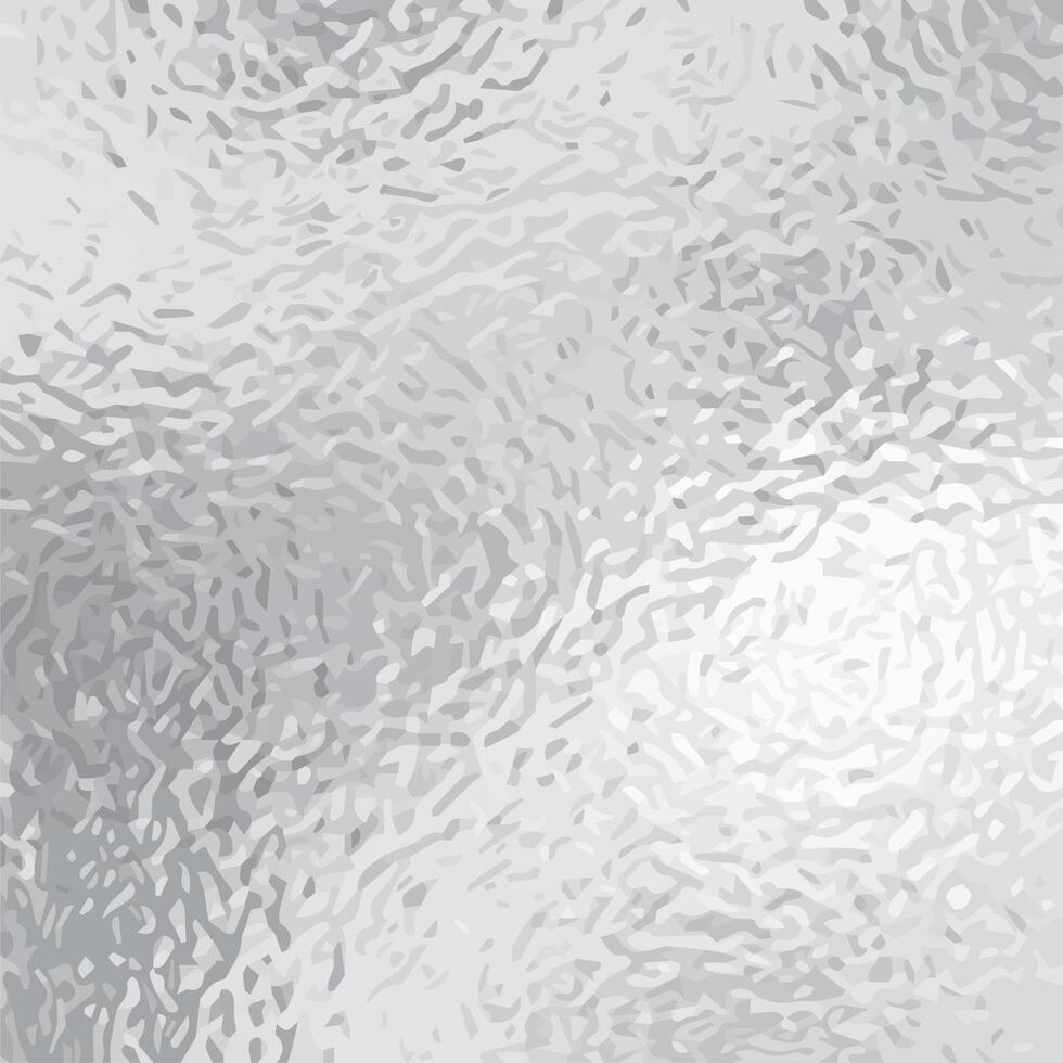 Matte white and grey frosted glass, blur effect texture. Stained glass decorative silver metallic background. Crumpled foil pattern vector
