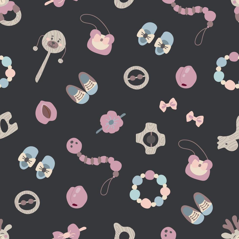 Children's seamless pattern with toys. Design of fabric, textiles, wallpaper, packaging vector