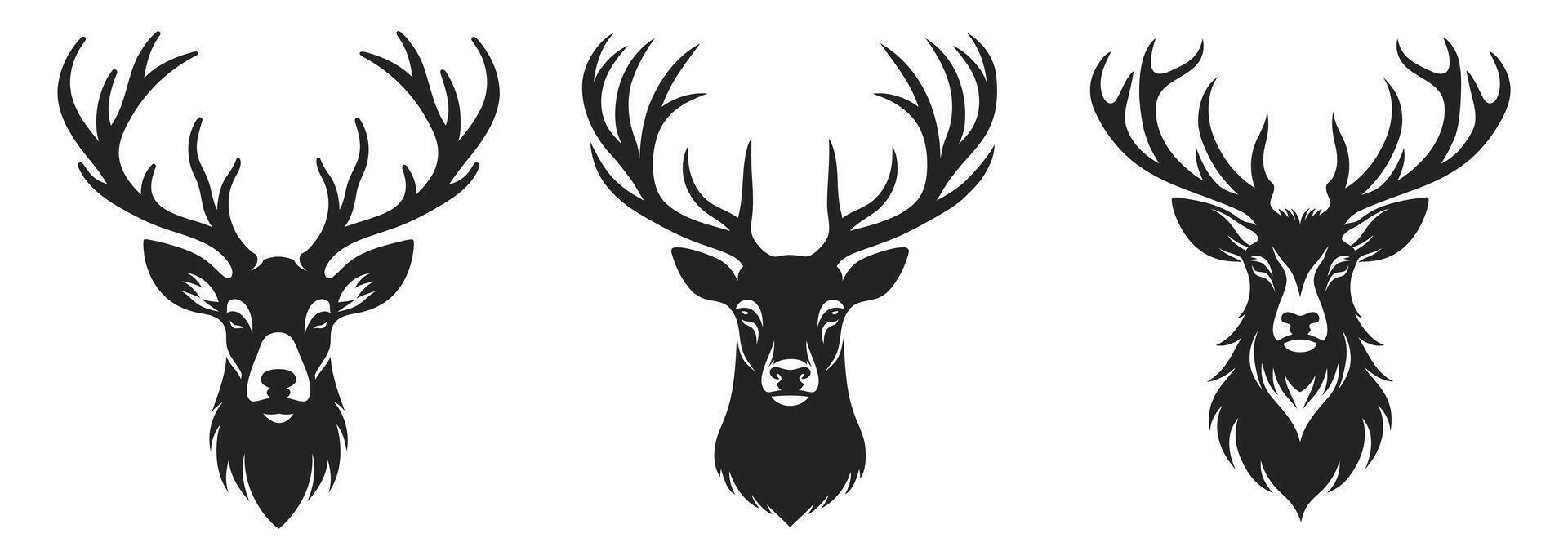 Deer head silhouette arts on a white background vector