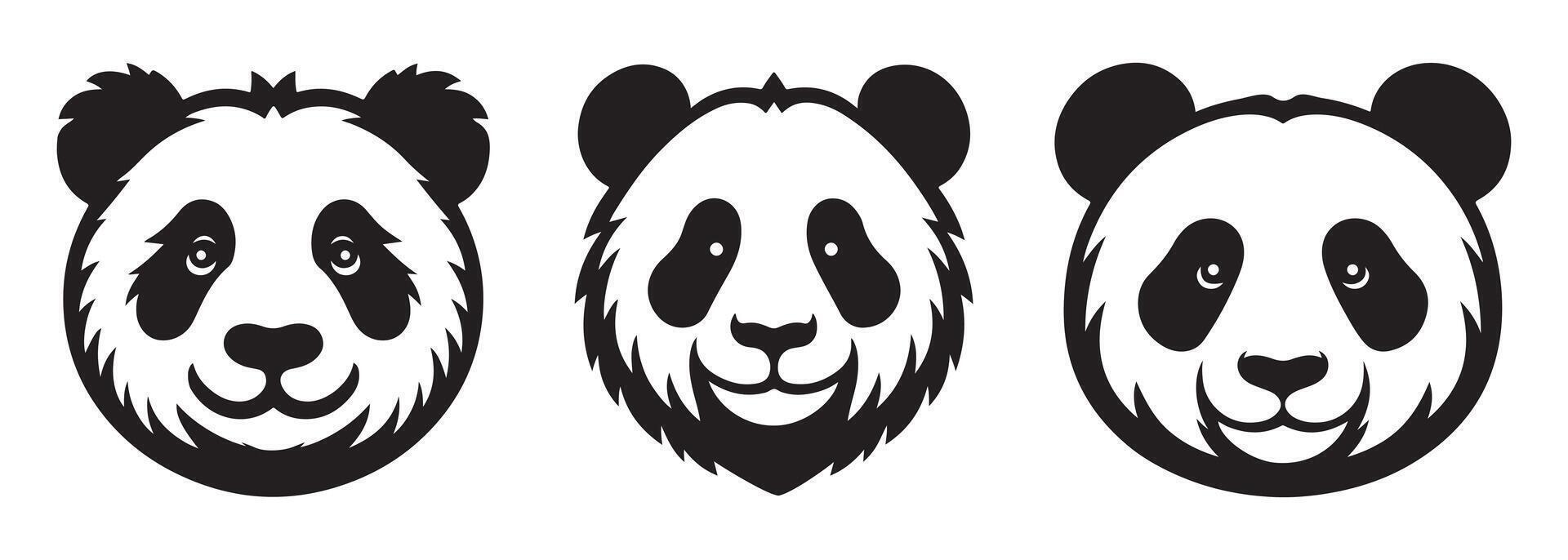Panda Head Silhouette illustration on a white background vector