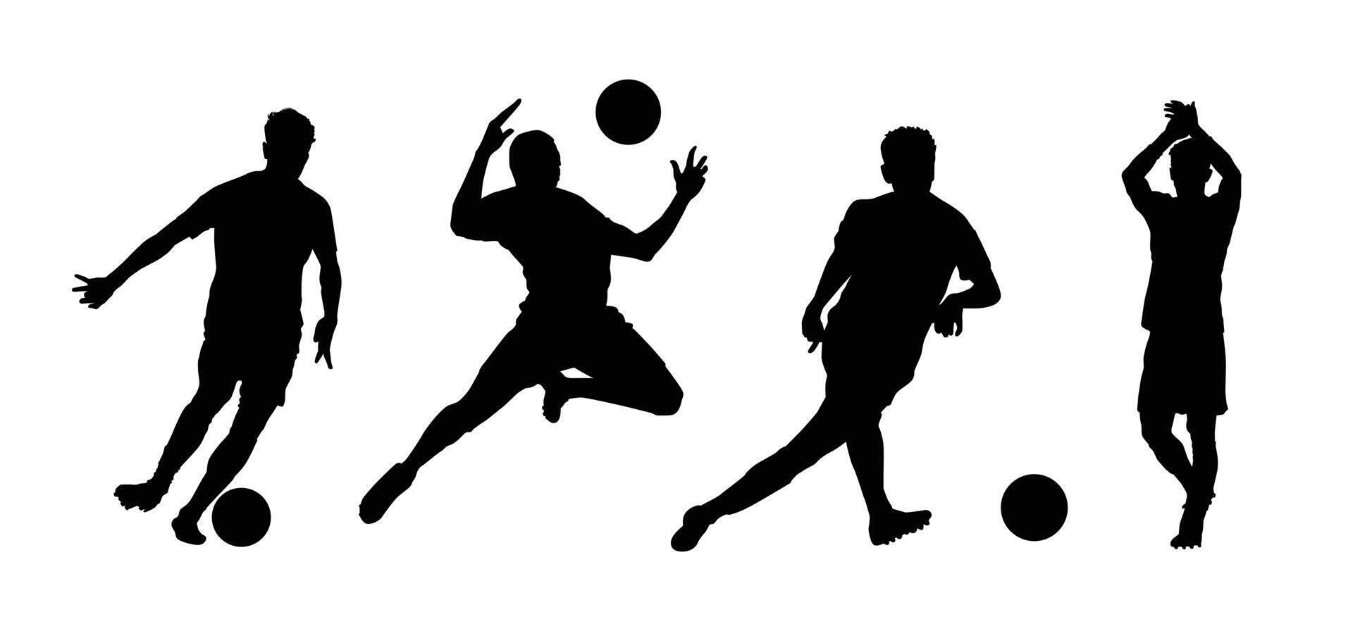 Silhouette soccer players championship, football game illustration for background design. vector