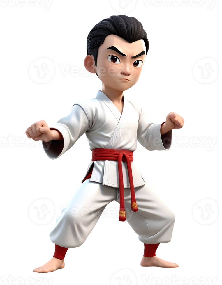 A cartoon character in karate gear png