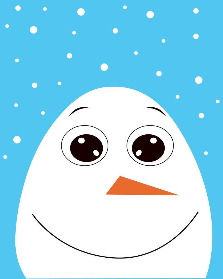 Snowman with snowflakes Christmas Card Template On A Blue Background. funny Christmas design with snowman vector