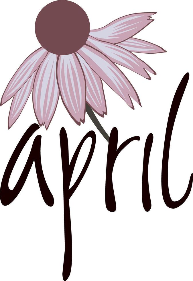 Set Lettering of Month. Handwritten modern black outline. English name of the month year april. vector