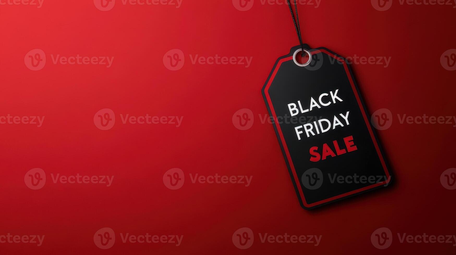Black Friday Sale Tag Isolated on Transparent red Background. photo