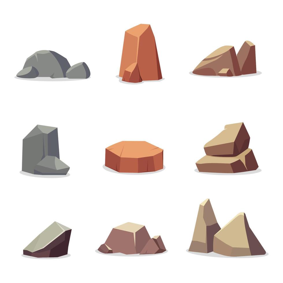 Rocks and stones set element flat illustration vector