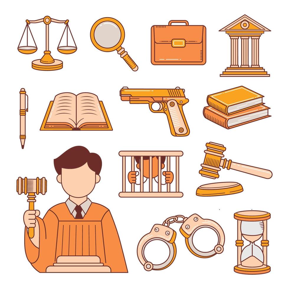 Law Doodle Hand Drawn illustration vector